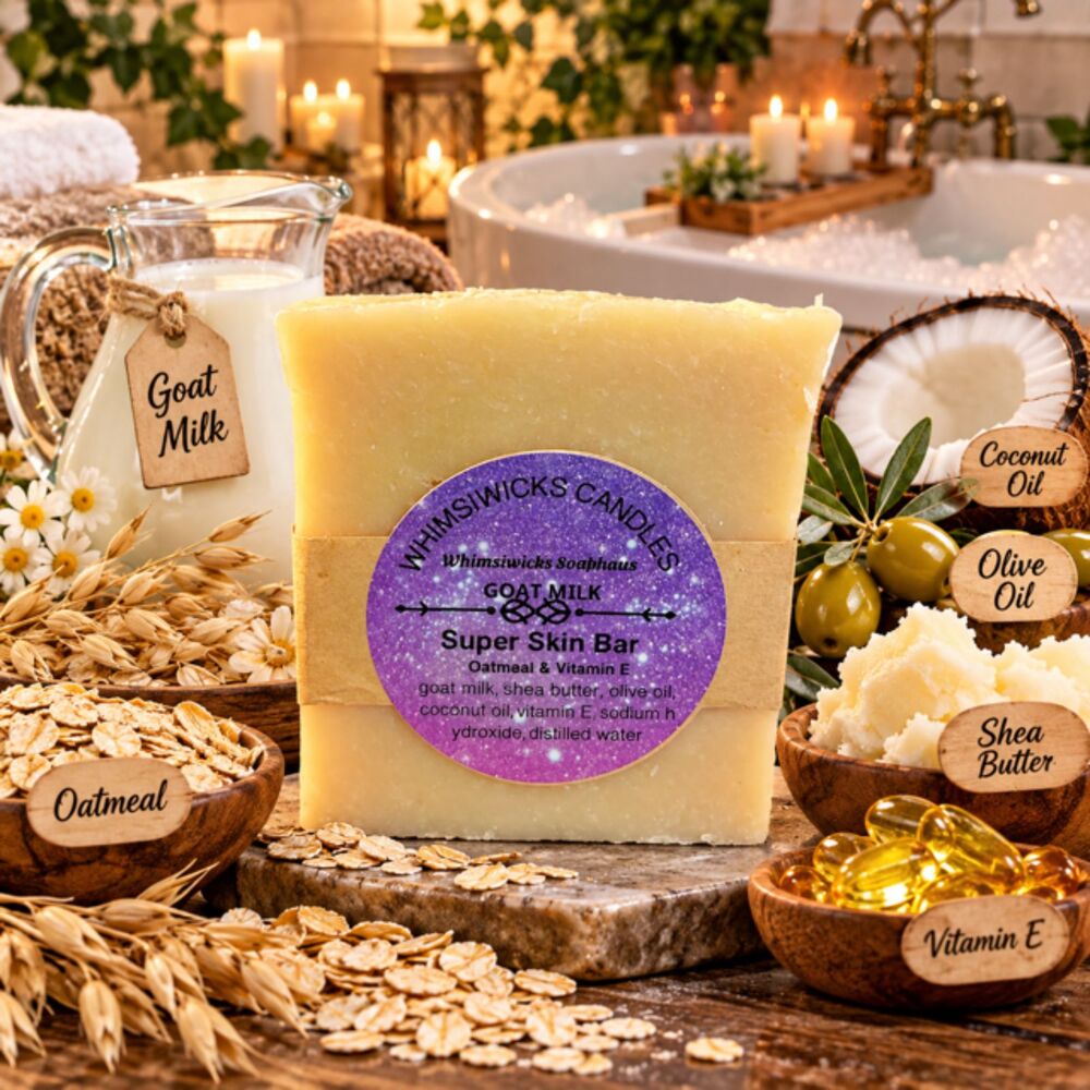 Handcrafted Super Skin Bar | Goat Milk, Oatmeal, Shea Butter & Vitamin E Soap